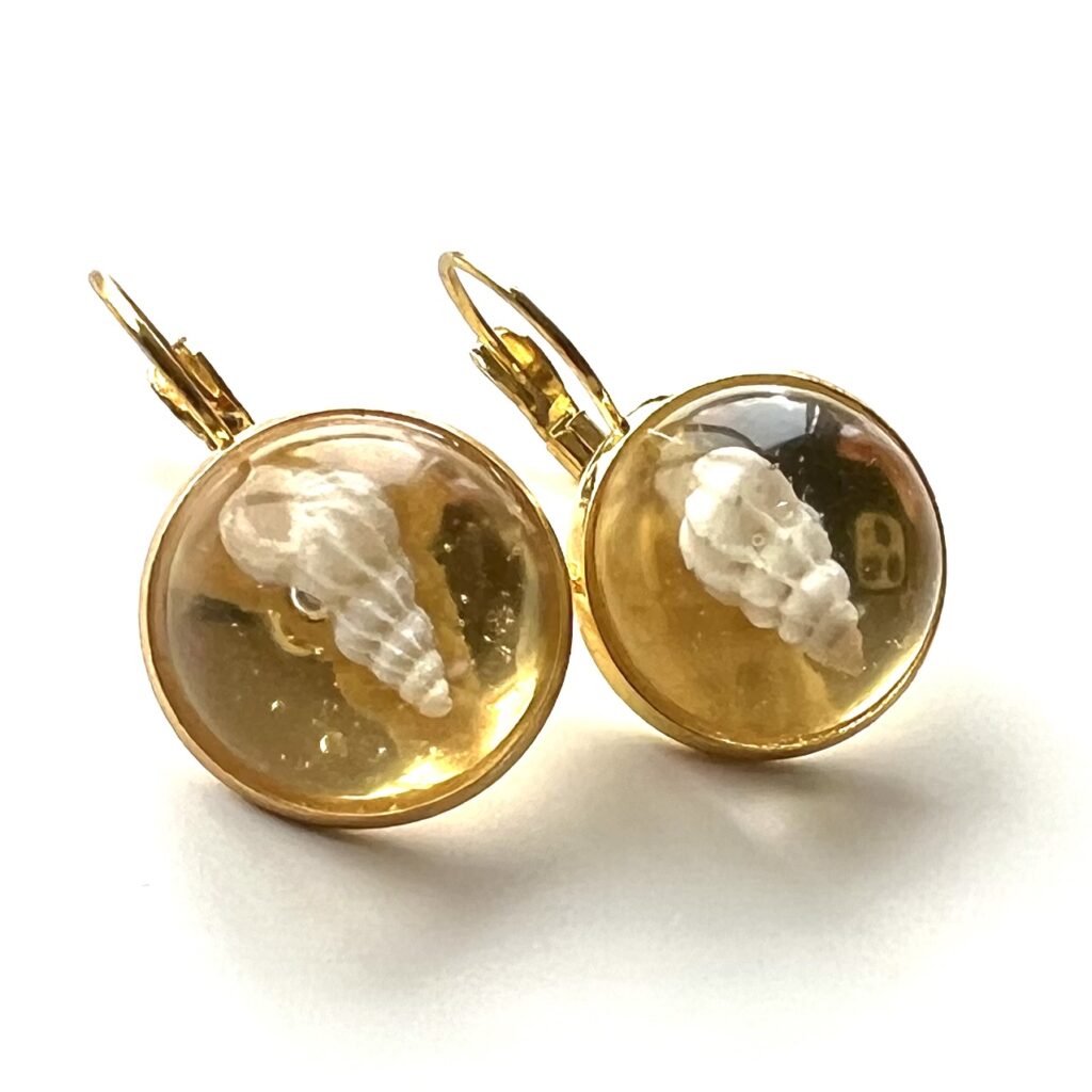 Oorbellen RVS met wenteltrapjes goud