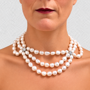 Stijlvolle 3rij barok zoetwaterparel collier