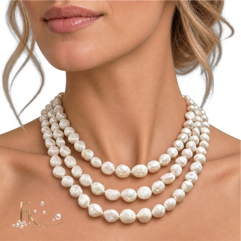 3rij barok zoetwaterparel collier