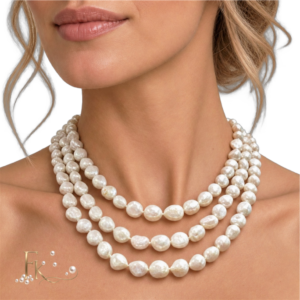 3rij barok zoetwaterparel collier